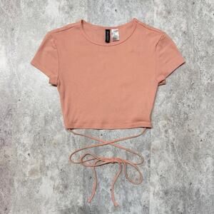 H&M Cropped Tie Front T-shirt